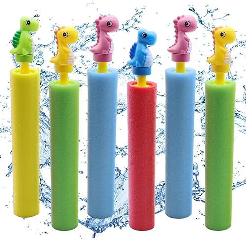 TECHEEL Wasserpistole Schaumstoff Wasserspritzpistole Bunte Kinder Schaum Wasserpistole Kinder Spritzpistole (Dinosaurier 6ps) von TECHEEL