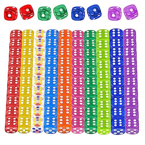 TECHEEL Würfel 100 Stück Bunte Würfel Set Sechsseitiger Würfel Farben Dice Würfel Bunt Set 6-Seitig 12mm Transluzent Würfel für Würfelspiele Tischspiele von TECHEEL