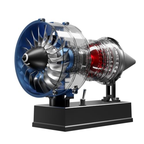 DM122 Metall-Turbofan-Motor-Modellbausatz, funktioniert 170+ Teile, Maßstab 1:14, Ganzmetall-Jet-Motor-Modell mit halbteiliger, transparenter Abdeckung, STEM pädagogisches Montageset von TECHING