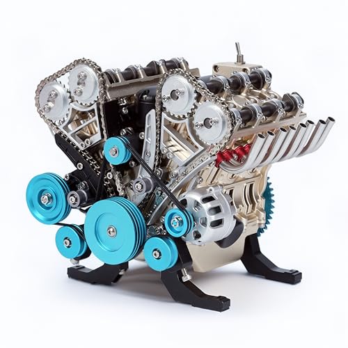 TECHING Mini-V8-Motor-Modellbausatz mit mechanischer Metallmontage, DIY-Auto-Motor-Modellbausatz 500 + Teile, pädagogisches Experiment (8-Zylinder-Motor) von TECHING