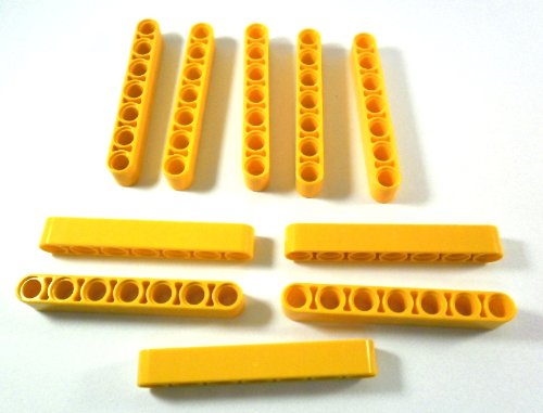 10 Stück LEGO TECHNIC "Liftarm 1x7 Noppen" in Gelb. von LEGO