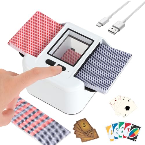 Automatischer Kartenmischer, Kartenmischmaschine Elektrische für 1–2 Decks, Auto & Manueller Modus, 2000mAh Wiederaufladbarer Kartenmischgerät für UNO Kartenspiel, Blackjack, Poker, Texas Hold'em Automatischer Kartenmischer, Kartenmischmaschine Elektrische für 1–2 Decks, Auto & Manueller Modus, 2000mAh Wiederaufladbarer Kartenmischgerät für UNO Kartenspiel, Blackjack, Poker, Texas Hold'em von TECKZOON