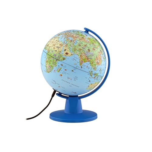 Tecnodidattica – Kontinenti-Licht | Kleiner Globus für Kinder | Geographische Globus zum Montieren hell und drehbar | USB-Kabel | Politische Kartographie | Durchmesser 16 cm | Texte in italienischer von Tecnodidattica