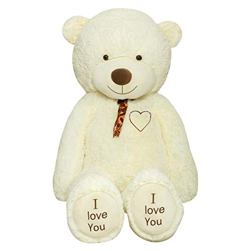 TEDBI Teddybär 200cm | Farbe Creme | Groß Teddy Bear Plüschbär Stofftier Kuscheltier Plüschtier XXL Teddi Bär mit Stickerei I Love You Ich Liebe Dich von TEDBI