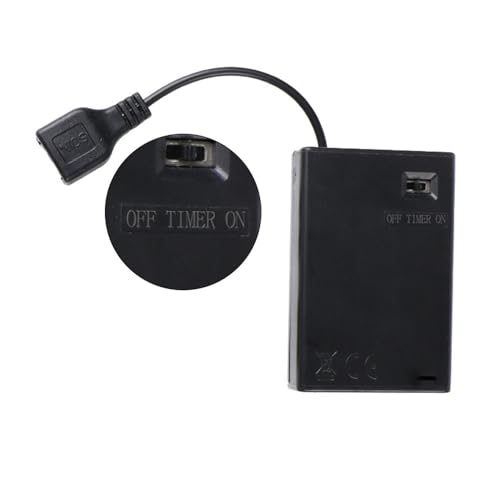 TEDDOO 1teiliger Zeitgeber Batterie Box 3AA Batteriehalter, USB Buchse 3AA Batteriebox 5V mit Deckel und offenem/geschlossenem USB Kabel Geeignet für Bausteinbeleuchtungszubehör (ohne Akku) von TEDDOO