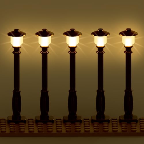 TEDDOO Design Block Led Licht - 15 Straßenlaternen, 10-in-1 und 7-in-1 Hub, superfeine Kabel versteckt in Bausteinen, kompatibel mit Lego, einfache (Schwarzes, warmweißes Licht) von TEDDOO