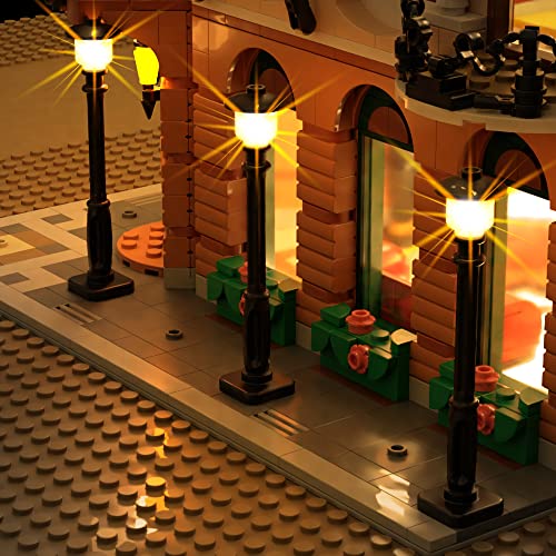 TEDDOO Design Block Led Licht - 15 Straßenlaternen, 10-in-1 und 7-in-1 Hub, superfeine Kabel versteckt in Bausteinen, kompatibel mit Lego, einfache (Schwarzes, warmweißes Licht) von TEDDOO
