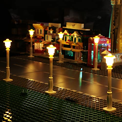 TEDDOO Design Block Led Licht - 15 Straßenlaternen, 10-in-1 und 7-in-1 Hub, superfeine Kabel versteckt in Bausteinen, kompatibel mit Lego, einfache (Weißes, warmweißes Licht) von TEDDOO