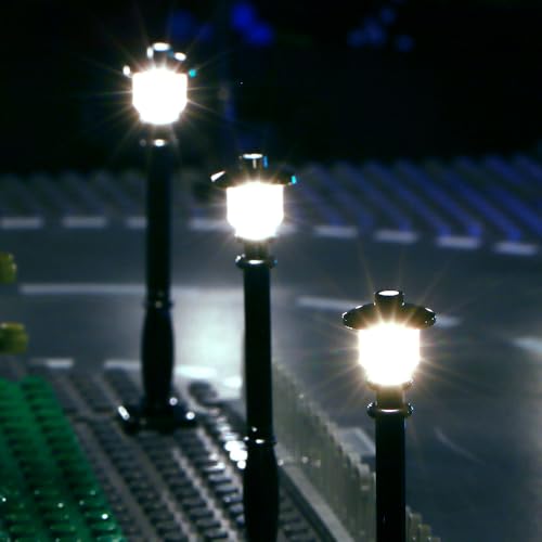 TEDDOO Design Block Led Licht - 15 Straßenlaternen, 10-in-1 und 7-in-1 Hub, superfeine Kabel versteckt in Bausteinen, kompatibel mit Lego (Schwarze Säule, weißes Licht) von TEDDOO