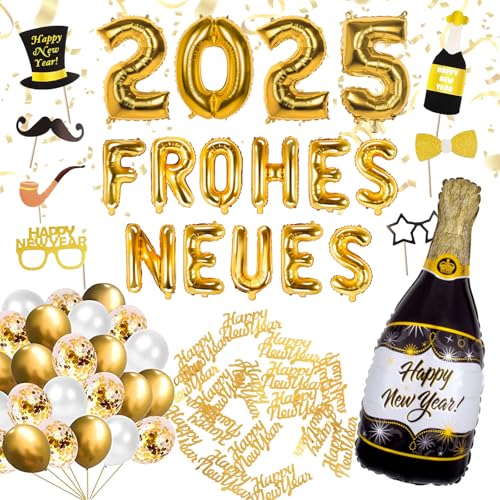 XXL Silvester Deko Set 2025 – XXL “FROHES NEUES” Ballons, Luftballons, Fotorequisiten, Tischdeko zur Neujahrs-Party XXL Silvester Deko Set 2025 – XXL “FROHES NEUES” Ballons, Luftballons, Fotorequisiten, Tischdeko zur Neujahrs-Party von TEDORU