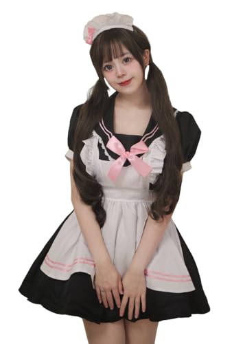 TEDPRBGE Anime Dienstmädchenkleid Französische Schürze JK Matrosenkragen Kawaii Dienstmädchen Outfit Kleid Anime Cosplay Kostüm (2XL) von TEDPRBGE