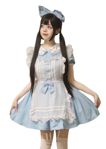 TEDPRBGE Blau-weißes Anime-Dienstmädchenkleid, französisches Schürzenkleid, Kawaii-Dienstmädchen-Outfit, Kleid, Halloween, Cosplay-Kostüm, Größe L TEDPRBGE Blau-weißes Anime-Dienstmädchenkleid, französisches Schürzenkleid, Kawaii-Dienstmädchen-Outfit, Kleid, Halloween, Cosplay-Kostüm, Größe L von TEDPRBGE