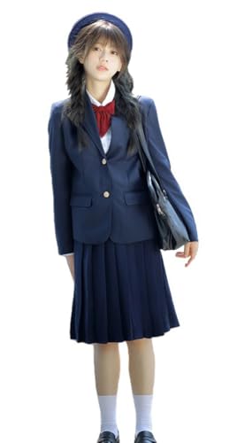 TEDPRBGE Dunkelblaues japanisches JK-Uniform-Kostüm, Anzugjacke, JK-Rock, Hemden, Uniform, Anime, Cosplay, Kostüme für Damen, Größe 4XL TEDPRBGE Dunkelblaues japanisches JK-Uniform-Kostüm, Anzugjacke, JK-Rock, Hemden, Uniform, Anime, Cosplay, Kostüme für Damen, Größe 4XL von TEDPRBGE
