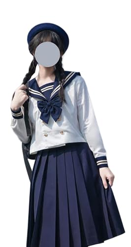 TEDPRBGE Japanische Schuluniform-Kostüm, Matrosenuniform, JK, Hemden, Uniform, Anime, Cosplay, Kostüme für Damen, Blau, 43 cm, langärmelig, Größe S TEDPRBGE Japanische Schuluniform-Kostüm, Matrosenuniform, JK, Hemden, Uniform, Anime, Cosplay, Kostüme für Damen, Blau, 43 cm, langärmelig, Größe S von TEDPRBGE