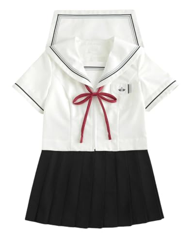TEDPRBGE Japanische Uniform Kostüm JK Matrosenuniform Schwarz Faltenrock Matrosenhemd Anime Cosplay Kostüm für Damen (M) von TEDPRBGE