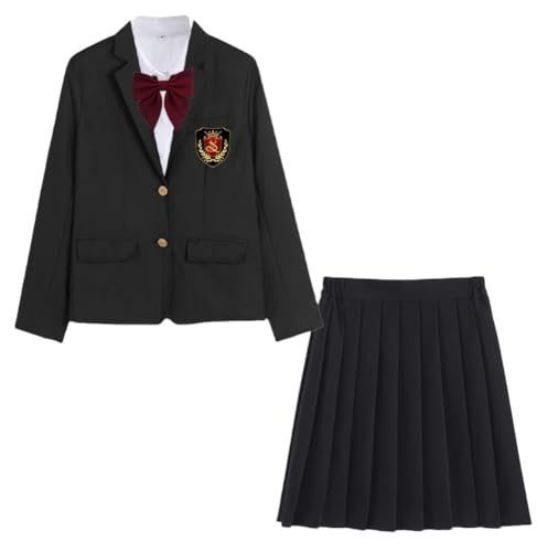 TEDPRBGE Japanisches JK-Uniform-Kostüm, Anzugjacke, JK-Rock, Hemden, Uniform, Anime, Cosplay, Kostüme für Damen (schwarzer, kurzer Rock, Größe 5XL) von TEDPRBGE