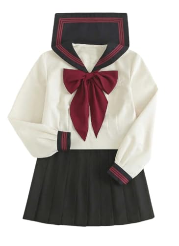 TEDPRBGE Japanisches JK Uniform Kostüm JK Matrosenuniform JK Matrosenhemd Faltenrock Anime Kostüm für Damen (M) von TEDPRBGE