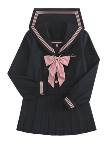 TEDPRBGE Japanisches JK Uniform Kostüm JK Matrosenuniform Matrosenhemd Faltenrock Anime Kostüm für Damen (Marineblau, XL) von TEDPRBGE