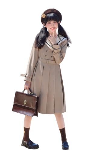 TEDPRBGE Japanisches Matrosenuniform Kostüm JK Uniform Kostüm JK Blazerkleid Matrosenkleid Anime Cosplay Kostüm für Damen (Hellkhaki, M) von TEDPRBGE