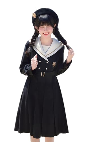 TEDPRBGE Japanisches Matrosenuniform Kostüm JK Uniform Kostüm JK Blazerkleid Matrosenkleid Anime Cosplay Kostüm für Damen (Schwarz, XL) von TEDPRBGE