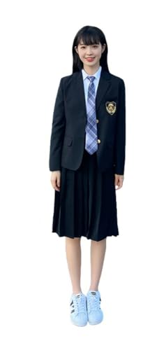 TEDPRBGE Japanisches Schulkostüm JK Blazer Kostüm JK Anzugjacke Schwarz Faltenrock Shirts Set Anime Cosplay Kostüm (3XL) von TEDPRBGE