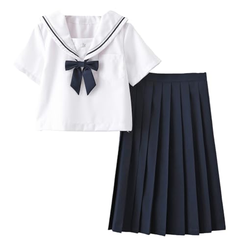 TEDPRBGE Japanisches Schuluniform-Kostüm, JK, Matrosenuniform, Faltenrock, weißes Matrosenhemd, Anime-Kostüme für Damen, Größe L TEDPRBGE Japanisches Schuluniform-Kostüm, JK, Matrosenuniform, Faltenrock, weißes Matrosenhemd, Anime-Kostüme für Damen, Größe L von TEDPRBGE