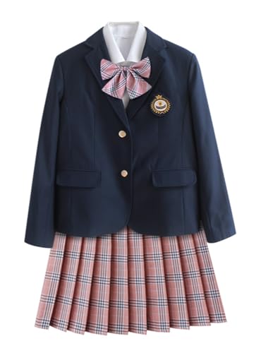 TEDPRBGE Japanisches Schuluniform-Kostüm, dunkelblau, Anzugjacke, JK, Rock, Hemden, Uniform, Anime, Cosplay, Kostüme für Damen, Rosa, Größe 3XL TEDPRBGE Japanisches Schuluniform-Kostüm, dunkelblau, Anzugjacke, JK, Rock, Hemden, Uniform, Anime, Cosplay, Kostüme für Damen, Rosa, Größe 3XL von TEDPRBGE