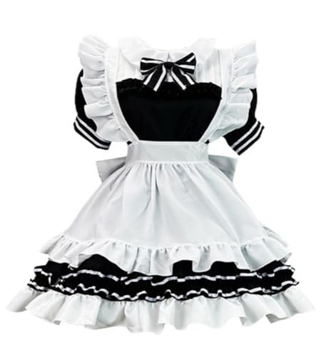 TEDPRBGE Klassisches Anime-Dienstmädchenkleid, französisches Schürzenkleid, Kawaii-Dienstmädchen-Outfit, Kleid, Halloween, Cosplay-Kostüm (5XL) von TEDPRBGE