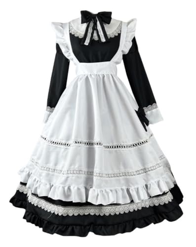 TEDPRBGE Klassisches Anime-Dienstmädchenkleid, französisches Schürzenkleid, Kawaii-Dienstmädchen-Outfit, Spitze, Lolita-Kleid, Halloween, Cosplay-Kostüm, (M) von TEDPRBGE