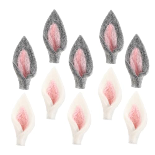 TEHAUX 10 Stück Teiliges Hasenohren aus Weichem Filz DIY Accessoires für Haar Kleidung und Hüte Niedliche Tierohren für Mädchen Vielseitige Dekoration zu Ostern Partys und Festen von TEHAUX