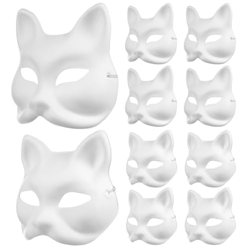TEHAUX 10 Weiße Fuchs-Katzenmasken Zum Bemalen – Diy-Leermaske Für Cosplay Halbgesicht Bemalbare Maskenmaske Aus Papier Mit Vorgestanzten Löchern Für Den Kunstunterricht An TEHAUX 10 Weiße Fuchs-Katzenmasken Zum Bemalen – Diy-Leermaske Für Cosplay Halbgesicht Bemalbare Maskenmaske Aus Papier Mit Vorgestanzten Löchern Für Den Kunstunterricht An von TEHAUX