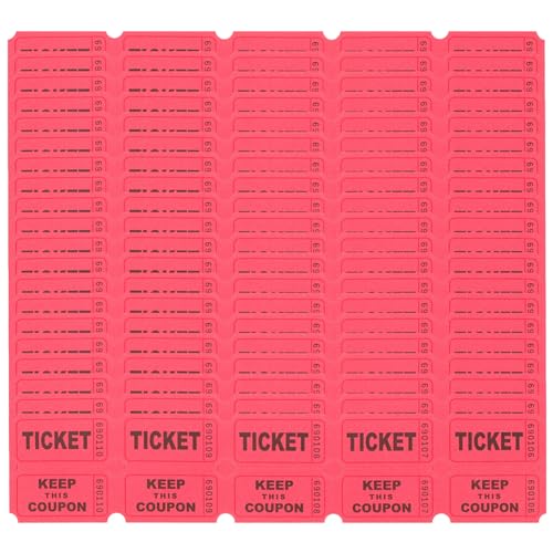 TEHAUX 100 Stück Rote Tombola-Tickets Mit Unterschiedlichen Nummern Universelle Tickets Doppelrollen Ticketrollen Für Veranstaltungen Karneval Klassenzimmer Schule Kirchentüren Preise von TEHAUX