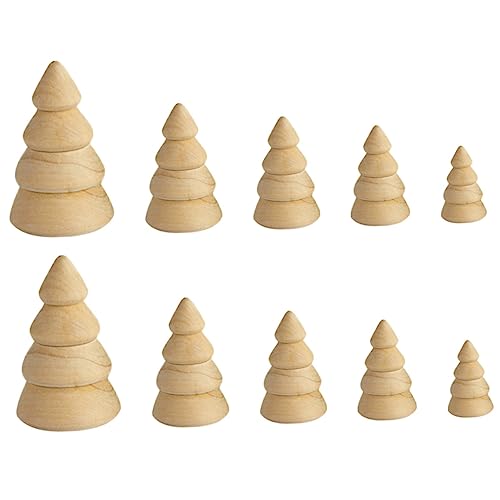 TEHAUX 10Stücke Unvollendete Weihnachtsbaum Modellierungen Holz DIY Malset Für Malerei Und Basteln Weihnachtsbaum Dekoration Für Erwachsene von TEHAUX