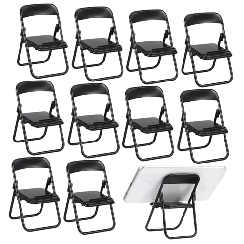 TEHAUX 12 Stück Teiliges Miniatur Klappstühle aus Faltbare Mini Stühle als Smartphone Tischhalter und Dekoration Leicht Robust Vielseitig für Fotografie Requisiten und Bastelgeschenke von TEHAUX