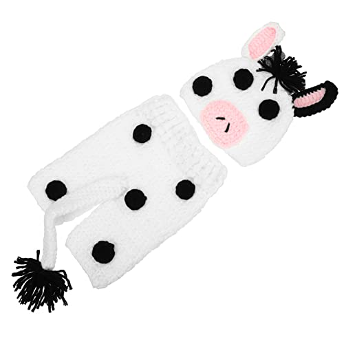 TEHAUX 1Satz Neugeborenes Outfit Set Elastische Häkelmütze Hose Für Babyfotografie Kostümrequisiten Für Kuh Für Babyfotos von TEHAUX