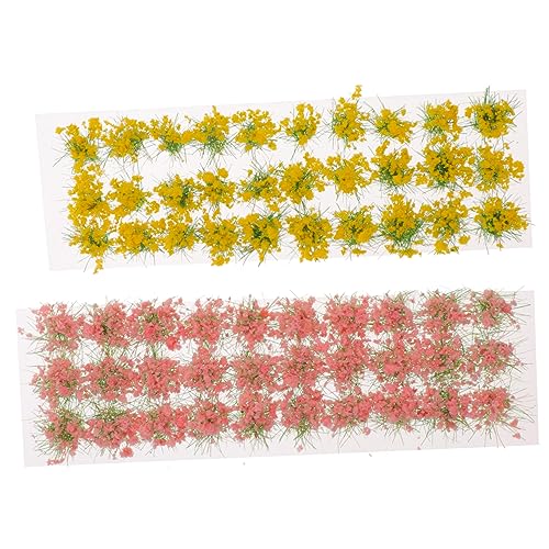 TEHAUX 2 Blätter Statische Grasbüschel Simulierte Blumenbüschel Künstlicher Blumencluster Sandtischblume Statisches Grasbüschelmodell Sandtischgras Kunststoff-Gras-Cluster Plastik von TEHAUX
