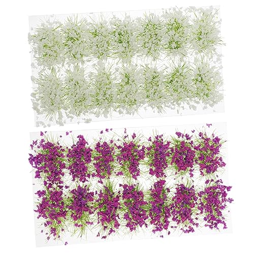 TEHAUX 2 Boxen Grasschuppen Tischplatte aus grünem Gras, Synthetik scheibengardinen kunstpflanze Modellbau Gras Artificial Grass Decor Statisches Grasbüschelmodell Partei schmücken Harz von TEHAUX