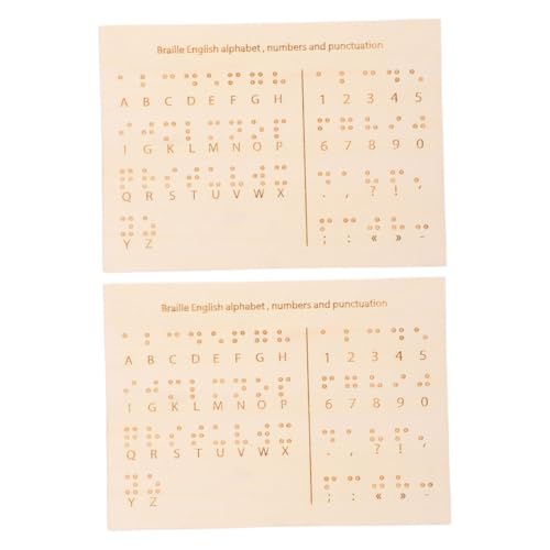 TEHAUX 2 Stück Braille-unterrichtsgeräte Braille-bücher Gadgets Für Blinde Schreibübungen Für Kleinkinder Braille-lehrmittel Blinde Bretter Khaki Holz von TEHAUX