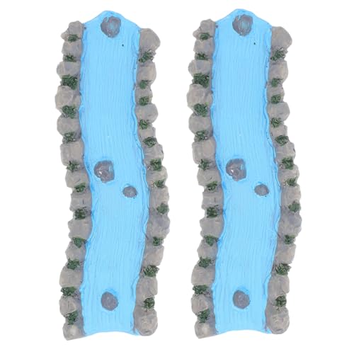 TEHAUX 2 Stück Miniatur Wasserlauf für Puppenhaus und Sandtisch Resin Gartenaccessoire für Entspannende Dekoration für Miniaturgärten und Kreative von TEHAUX