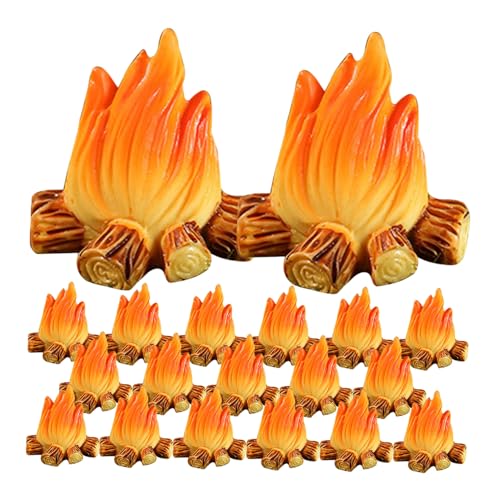 TEHAUX 20 Stück Teiliges Miniatur Lagerfeuer Modellset aus Harz Realistische Künstliche Flammen Dekoration für Garten Bonsai Puppenhaus und Landschaftsbau Langlebig und Detailreich von TEHAUX