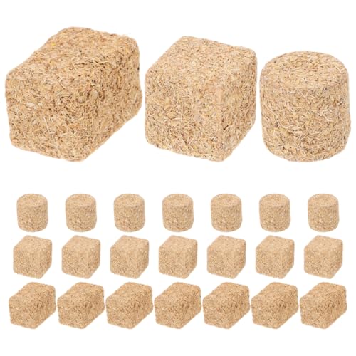 TEHAUX 24 Stück Mini-heuhaufen-Modell Mini-strohballen Miniatur-strohballen Kleine Heuballen Zum Dekorieren Puppenhauszubehör Miniatur-heuhaufen Miniatur-heu-stütze Holz Light Brown von TEHAUX