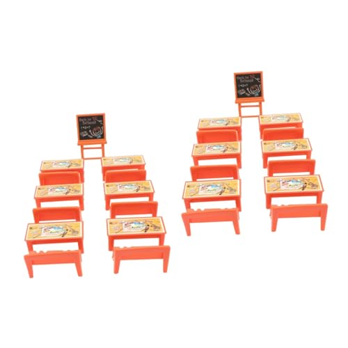 TEHAUX 26 STK Gelber Tisch und Stühle Mini-Schreibtischstuhl aus Holz, Tafelmodell Zurück zum Schulspielzeug schreibtischstuhl Kinder Haushalt Geschenk Passen das Schild 3D kleine Tafel von TEHAUX
