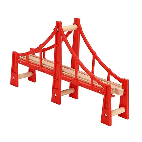 TEHAUX 2St Spur Puzzle-Spielzeug Überführung Modell Spielzeug Bulk-Spielzeug für Kinder Spielzeuge Eisenbahnschienen Spielzeug erhöhte Holzbrücke Schüttgut der Zug hölzern rot von TEHAUX