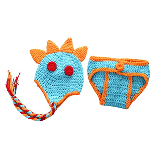TEHAUX 2Stücke Neugeborenen Fotografie Requisiten Kostüm Mit Dinosaurier Mütze Hose Handgefertigte Fotografie Outfits Für Monate Für Babyfotoshootings von TEHAUX