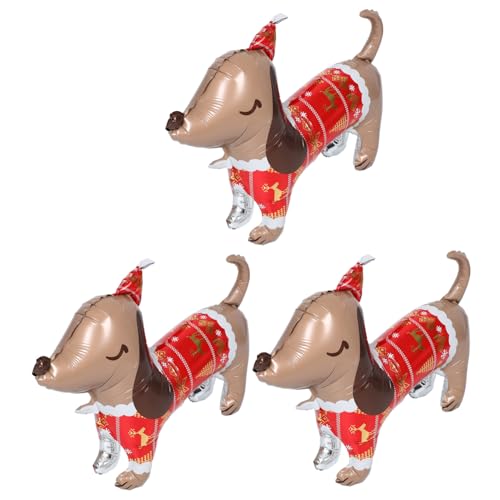 TEHAUX 3 Stück Weihnachtsballons Sausage Dog Form Aluminiumfolie Wiederverwendbar Langlebig Für Hundegeburtstag Partydekoration Kinderfest Weihnachten von TEHAUX