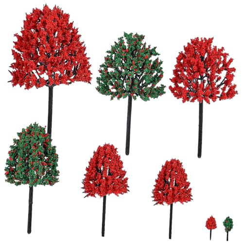 TEHAUX 38 STK Modell-Sandtisch Artificial Tree plastikbaum Miniatur-Szenenbäume Mini-Modellbäume Modelleisenbahnzubehör Minibäume Sandkasten Modellbaum schmücken Roter Anzug einstellen von TEHAUX