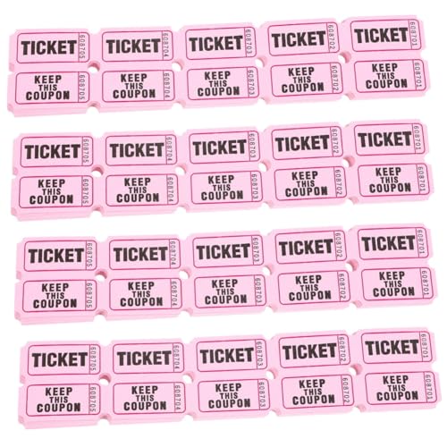 TEHAUX 400 STK Lotterie-ziehungsscheine Etiketten Tickets in Großen Mengen Karten Für Konzert Eintrittskarten Für Den Unterricht Auktionstickets Lotterielose Rosa Papier Kinokarte von TEHAUX