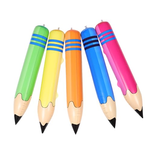 TEHAUX 5 Stück Teiliges Riesen Aufblasbare Bleistift Ballons PVC Hammer Barbell Goldenes Hoop Für Sportveranstaltungen Klassenzimmer Dekoration Zurück zur Schule Party Favor von TEHAUX