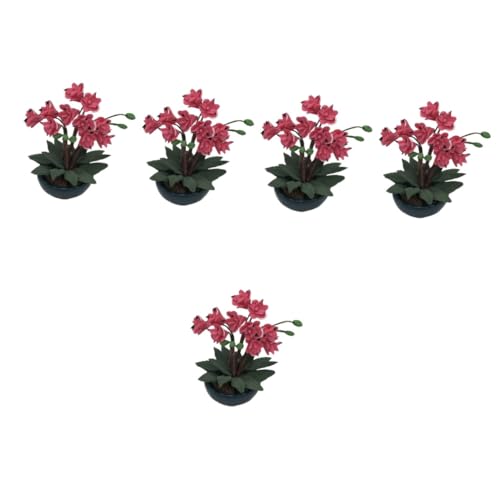 TEHAUX Grüne Pflanzen 5st Künstliche Spielzeug Tisch DIY Modell Blumendekorationen Pflanzenmodell-schmuck Miniatur- Miniatur-puppenhaus Mini-Bonsai Topfpflanze Anlage Harz Blumenpflanzen von TEHAUX
