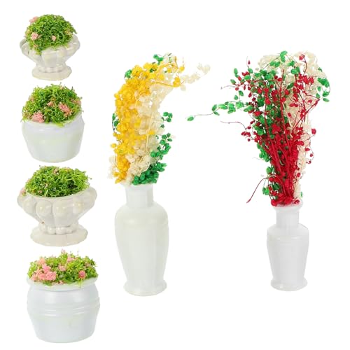TEHAUX 6 Stück Modellanlage Ornamente Im Freien Kleine Pflanzendekoration Rasen Winzig Mini-kunstpflanzen Zubehör Für Terrarien Kleine Gartendekorationen Im Freien Miniatur-Blume Plastik von TEHAUX